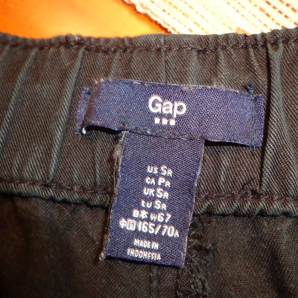 GAP Drawcord Waist Cropped Pants S Black Elastic Waist/Cuffs Pockets - Picture 3 of 14